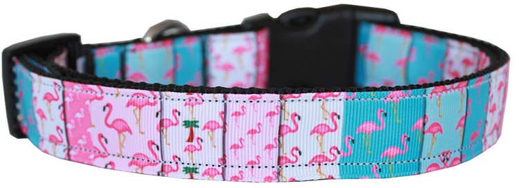 Flamingo Fun Nylon Dog Collar LG